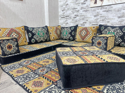 U förmiges orientalisches Sofa Set, Majlis-Sitzmöbel, Arabische Majlis, Bodenkissen, Türkisches Bode