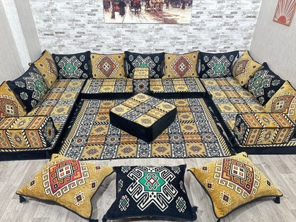 U förmiges orientalisches Sofa Set, Majlis-Sitzmöbel, Arabische Majlis, Bodenkissen, Türkisches Bode