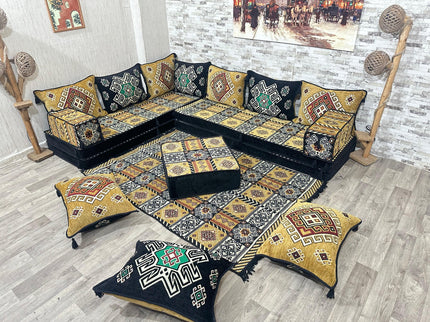 L förmiges orientalisches Sofa Set, Majlis-Sitzmöbel, Bodenkissen, Arabische Majlis, Türkisches Bode