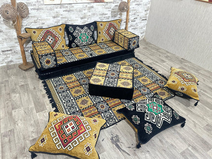 Orientalisches Sofa Set, Majlis-Sitzmöbel, Bodenkissen, Arabische Majlis, Türkisches Boden Sitzset