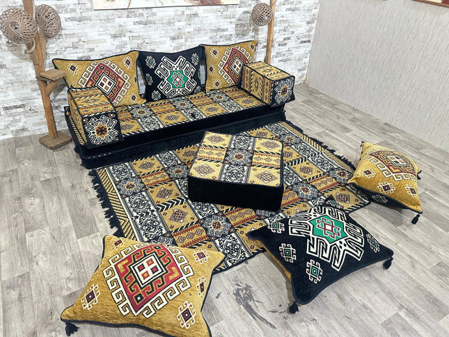 Orientalisches Sofa Set, Majlis-Sitzmöbel, Bodenkissen, Arabische Majlis, Türkisches Boden Sitzset