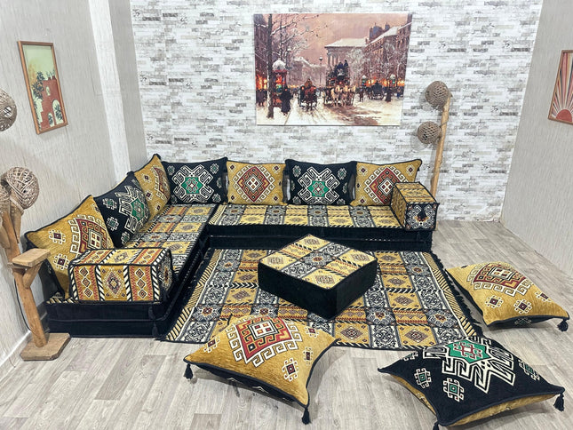 L förmiges orientalisches Sofa Set, Majlis-Sitzmöbel, Bodenkissen, Arabische Majlis, Türkisches Bode