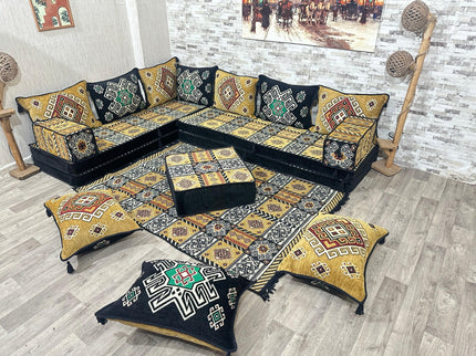 L förmiges orientalisches Sofa Set, Majlis-Sitzmöbel, Bodenkissen, Arabische Majlis, Türkisches Bode