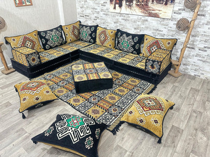 L förmiges orientalisches Sofa Set, Majlis-Sitzmöbel, Bodenkissen, Arabische Majlis, Türkisches Bode