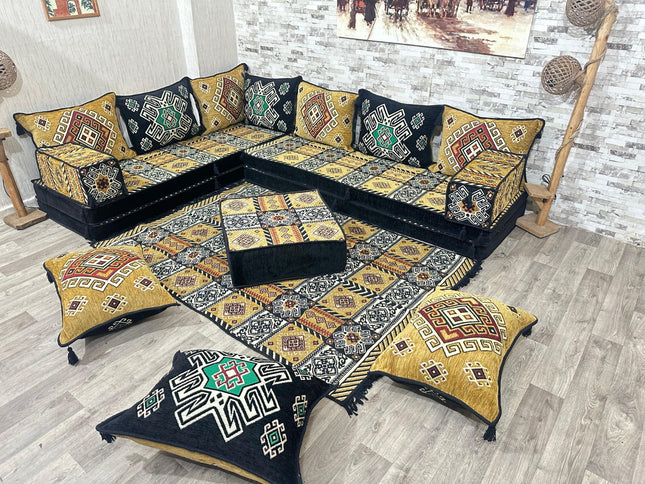 L förmiges orientalisches Sofa Set, Majlis-Sitzmöbel, Bodenkissen, Arabische Majlis, Türkisches Bode