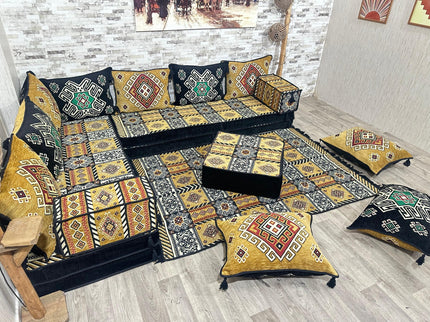 L förmiges orientalisches Sofa Set, Majlis-Sitzmöbel, Bodenkissen, Arabische Majlis, Türkisches Bode