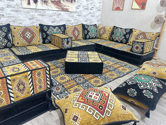 U förmiges orientalisches Sofa Set, Majlis-Sitzmöbel, Arabische Majlis, Bodenkissen, Türkisches Bode
