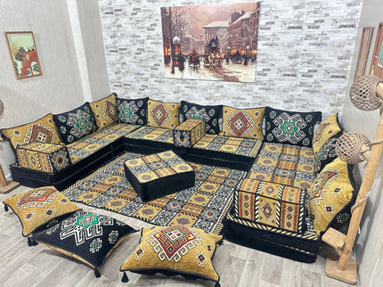 U förmiges orientalisches Sofa Set, Majlis-Sitzmöbel, Arabische Majlis, Bodenkissen, Türkisches Bode