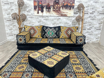 Orientalisches Sofa Set, Majlis-Sitzmöbel, Bodenkissen, Arabische Majlis, Türkisches Boden Sitzset