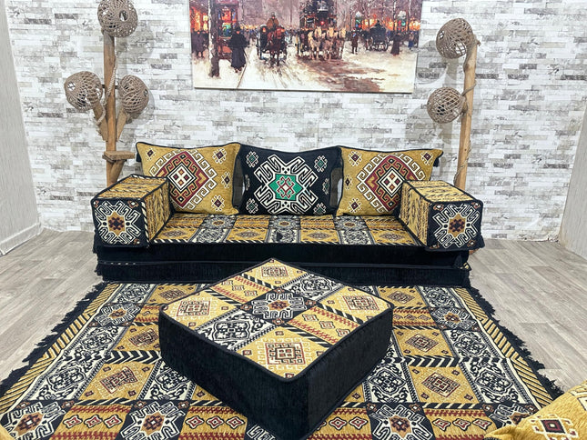Orientalisches Sofa Set, Majlis-Sitzmöbel, Bodenkissen, Arabische Majlis, Türkisches Boden Sitzset