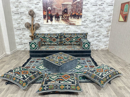 Orientalisches Sofa Set, Majlis-Sitzmöbel, Bodenkissen, Arabische Majlis, Türkisches Boden Sitzset