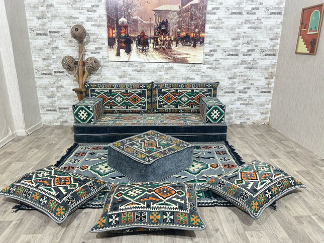 Orientalisches Sofa Set, Majlis-Sitzmöbel, Bodenkissen, Arabische Majlis, Türkisches Boden Sitzset