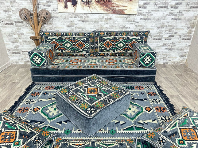 Orientalisches Sofa Set, Majlis-Sitzmöbel, Bodenkissen, Arabische Majlis, Türkisches Boden Sitzset