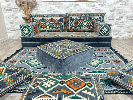 Orientalisches Sofa Set, Majlis-Sitzmöbel, Bodenkissen, Arabische Majlis, Türkisches Boden Sitzset