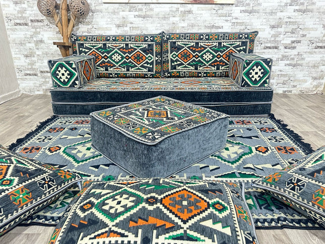 Orientalisches Sofa Set, Majlis-Sitzmöbel, Bodenkissen, Arabische Majlis, Türkisches Boden Sitzset