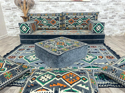 Orientalisches Sofa Set, Majlis-Sitzmöbel, Bodenkissen, Arabische Majlis, Türkisches Boden Sitzset