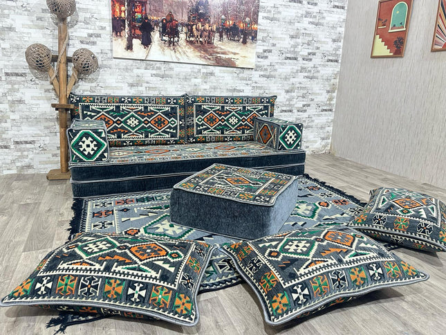 Orientalisches Sofa Set, Majlis-Sitzmöbel, Bodenkissen, Arabische Majlis, Türkisches Boden Sitzset