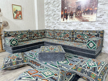 L förmiges orientalisches Sofa Set, Majlis-Sitzmöbel, Bodenkissen, Arabische Majlis, Türkisches Bode