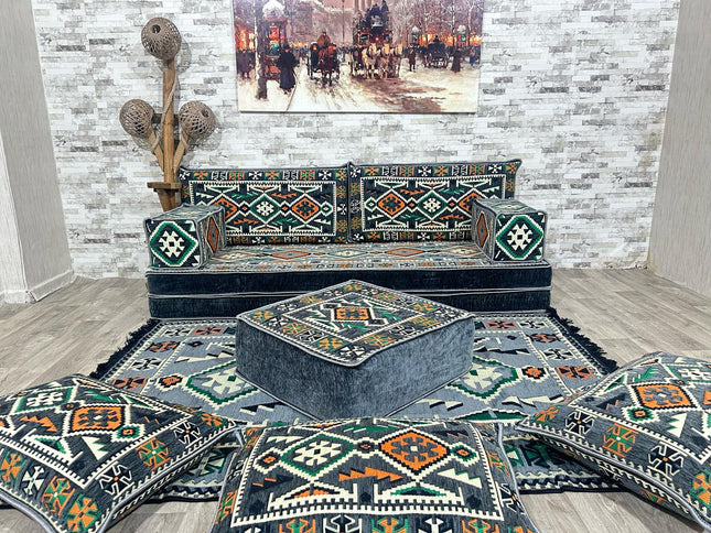 Orientalisches Sofa Set, Majlis-Sitzmöbel, Bodenkissen, Arabische Majlis, Türkisches Boden Sitzset