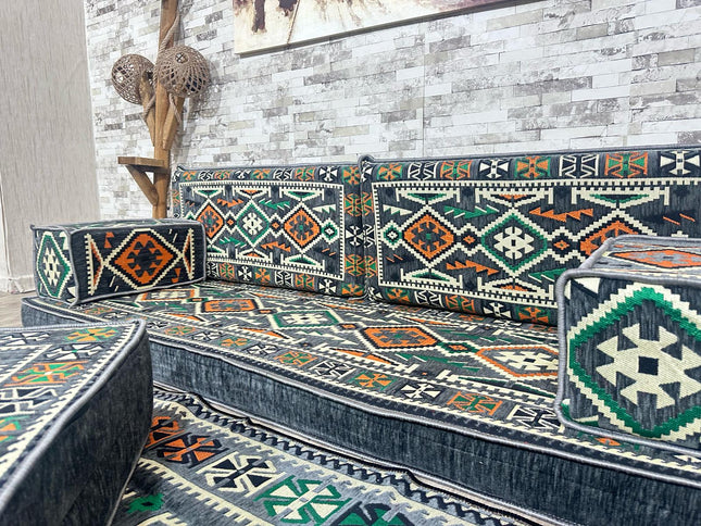 Orientalisches Sofa Set, Majlis-Sitzmöbel, Bodenkissen, Arabische Majlis, Türkisches Boden Sitzset