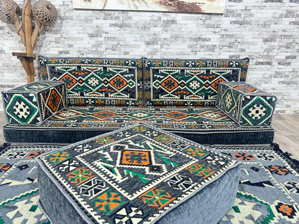 Orientalisches Sofa Set, Majlis-Sitzmöbel, Bodenkissen, Arabische Majlis, Türkisches Boden Sitzset