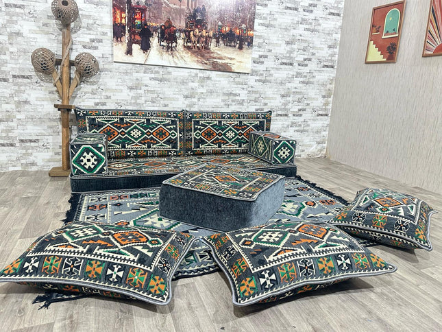 Orientalisches Sofa Set, Majlis-Sitzmöbel, Bodenkissen, Arabische Majlis, Türkisches Boden Sitzset