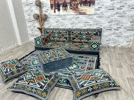 Orientalisches Sofa Set, Majlis-Sitzmöbel, Bodenkissen, Arabische Majlis, Türkisches Boden Sitzset