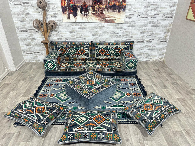 Orientalisches Sofa Set, Majlis-Sitzmöbel, Bodenkissen, Arabische Majlis, Türkisches Boden Sitzset