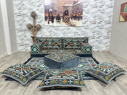 Orientalisches Sofa Set, Majlis-Sitzmöbel, Bodenkissen, Arabische Majlis, Türkisches Boden Sitzset