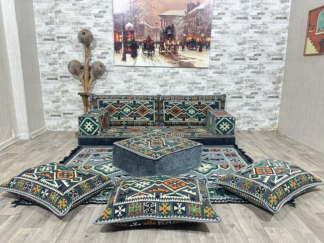 Orientalisches Sofa Set, Majlis-Sitzmöbel, Bodenkissen, Arabische Majlis, Türkisches Boden Sitzset