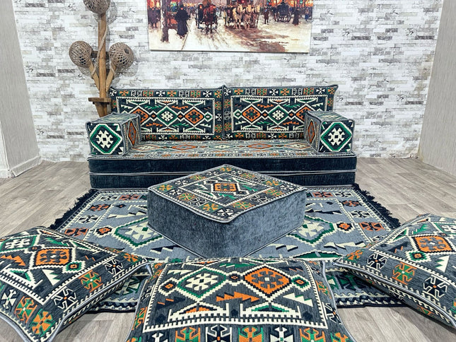 Orientalisches Sofa Set, Majlis-Sitzmöbel, Bodenkissen, Arabische Majlis, Türkisches Boden Sitzset