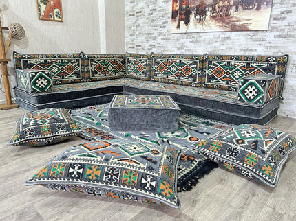 L förmiges orientalisches Sofa Set, Majlis-Sitzmöbel, Bodenkissen, Arabische Majlis, Türkisches Bode