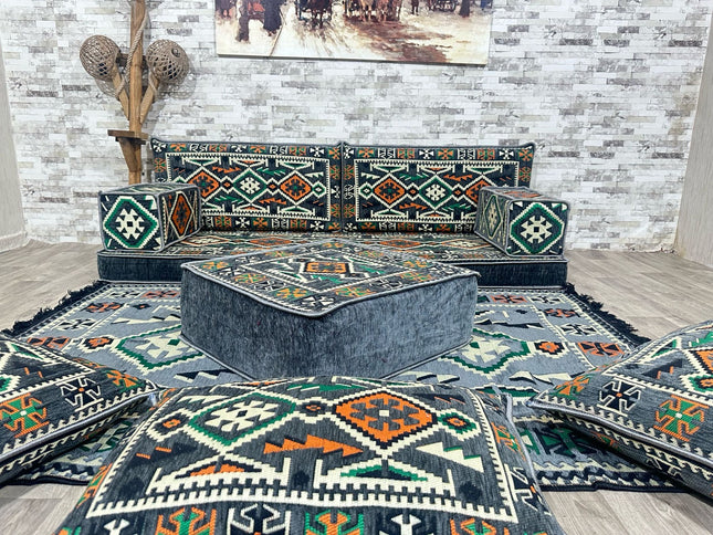 Orientalisches Sofa Set, Majlis-Sitzmöbel, Bodenkissen, Arabische Majlis, Türkisches Boden Sitzset