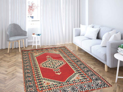 Mehrfarbiger Woll-Jute-Kelim-Teppich, Handgefertigter Großer Kelim Teppich, Anatolischer Kelim Teppi