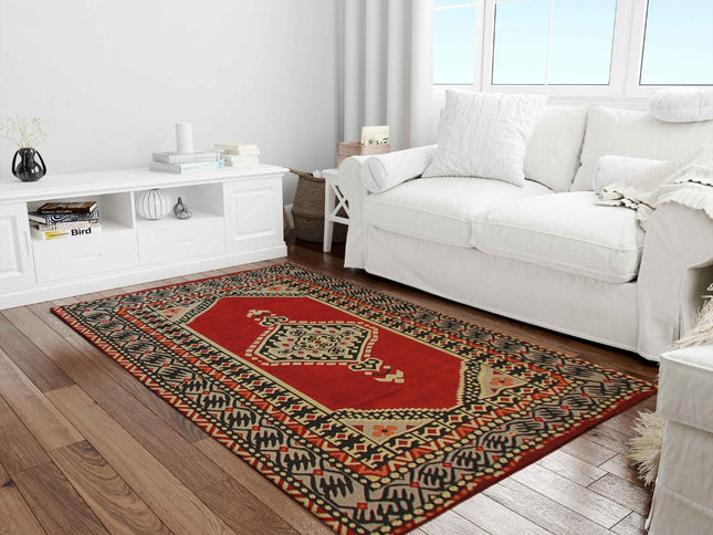 Mehrfarbiger Woll-Jute-Kelim-Teppich, Handgefertigter Großer Kelim Teppich, Anatolischer Kelim Teppi