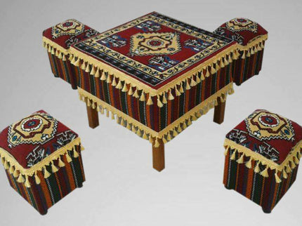 Orientalisches Tisch-Set, Orientalische Sitzecke mit Hockern, Orientalische Ecke, Sark Kösesi