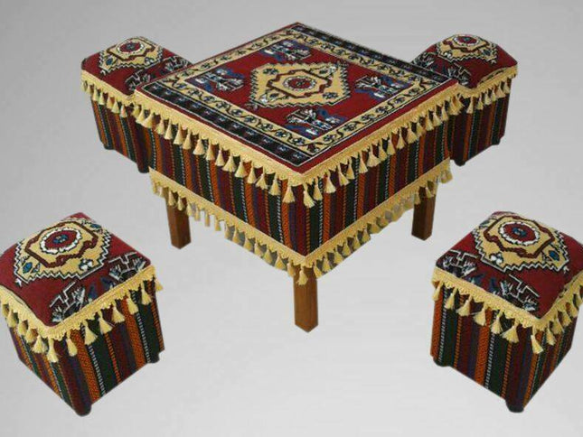 Orientalisches Tisch-Set, Orientalische Sitzecke mit Hockern, Orientalische Ecke, Sark Kösesi