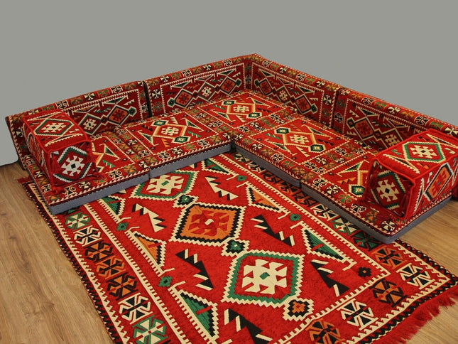Orientalische Sitzecke, Sark Kösesi, Orientalische Ecke, Bodenkissen, Orient-Deko, 12-tlg.