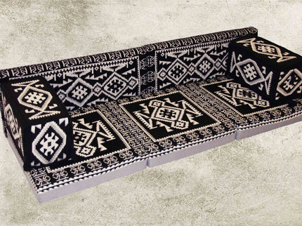 Schwarz Orientalische Sitzecke 7-tlg. Kissenset, Sark Kösesi, Sitzkissen-Set