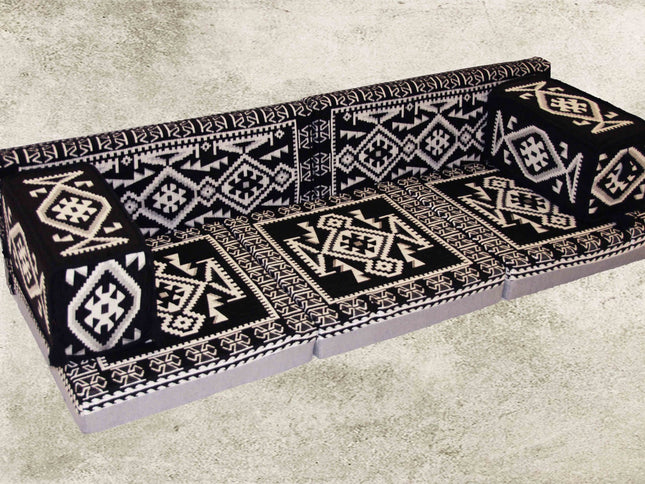 Schwarz Orientalische Sitzecke 7-tlg. Kissenset, Sark Kösesi, Sitzkissen-Set