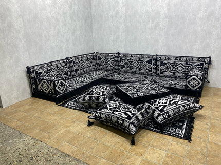 L förmiges orientalisches Sofa Set, Majlis-Sitzmöbel, Bodenkissen, Arabische Majlis, Türkisches Bode