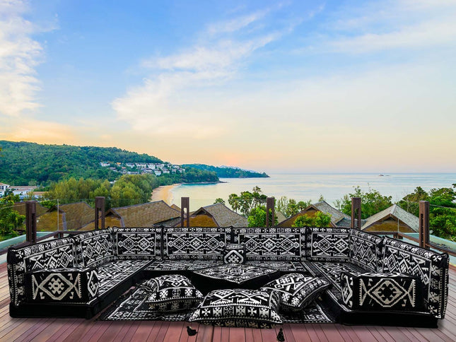 U förmiges orientalisches Sofa Set, Majlis-Sitzmöbel, Arabische Majlis, Bodenkissen, Türkisches Bode