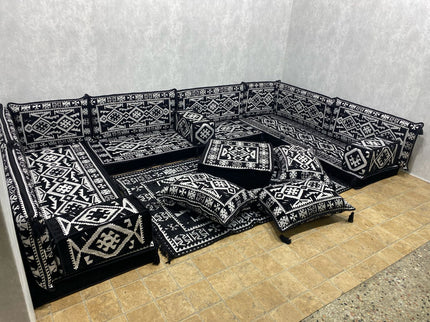 U förmiges orientalisches Sofa Set, Majlis-Sitzmöbel, Arabische Majlis, Bodenkissen, Türkisches Bode