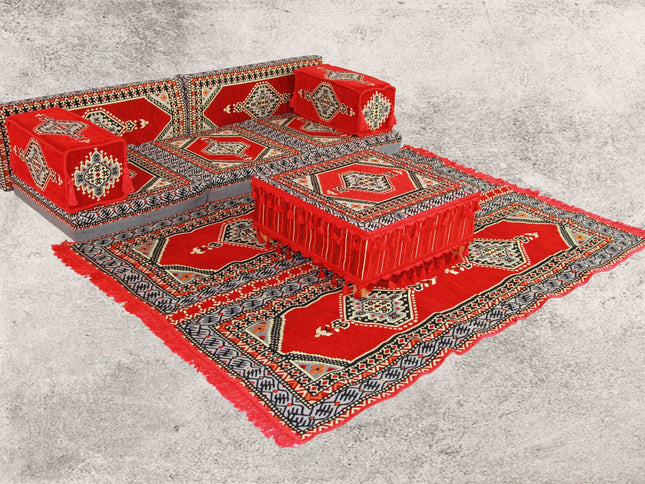 9-tlg. Kissenset, Orientalisch, Sark Kösesi, Yastik, Orient-Sitzecke, Sitzkissen-Set