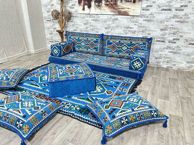 Orientalisches Sofa Set, Majlis-Sitzmöbel, Bodenkissen, Arabische Majlis, Türkisches Boden Sitzset