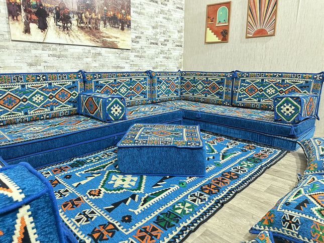 U förmiges orientalisches Sofa Set, Majlis-Sitzmöbel, Arabische Majlis, Bodenkissen, Türkisches Bode