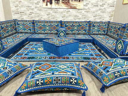 U Förmiges orientalisches Sofa Set, Terrasse Palettensofa, Bodenkissen, Arabische Majlis, Türkisches