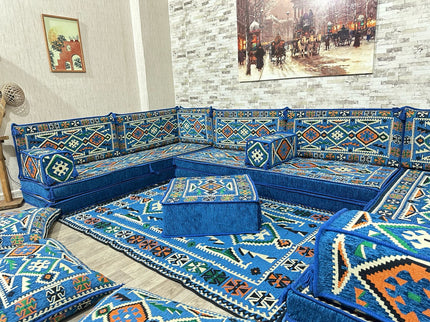 U förmiges orientalisches Sofa Set, Majlis-Sitzmöbel, Arabische Majlis, Bodenkissen, Türkisches Bode