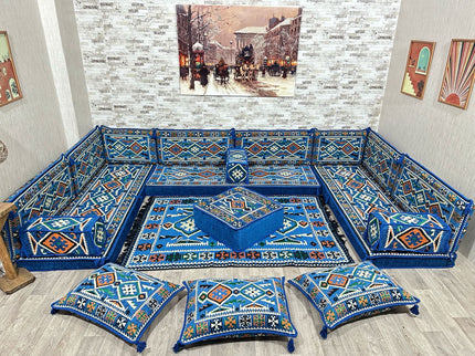 U Förmiges orientalisches Sofa Set, Terrasse Palettensofa, Bodenkissen, Arabische Majlis, Türkisches
