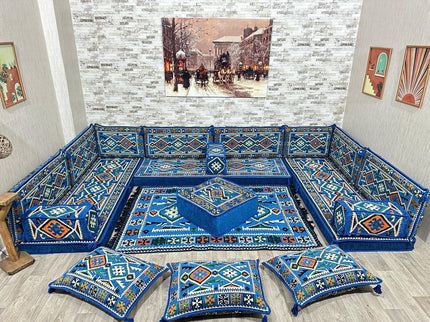 U Förmiges orientalisches Sofa Set, Terrasse Palettensofa, Bodenkissen, Arabische Majlis, Türkisches